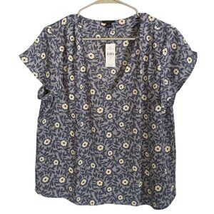 NWT Ann Taylor Factory V-Neck Floral Short Sleeve Blouse